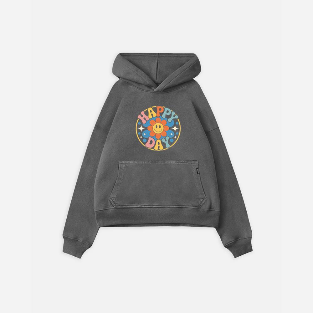 Happy Day Groovy Flower Illustration for a Colorful Retro Look Hoodie