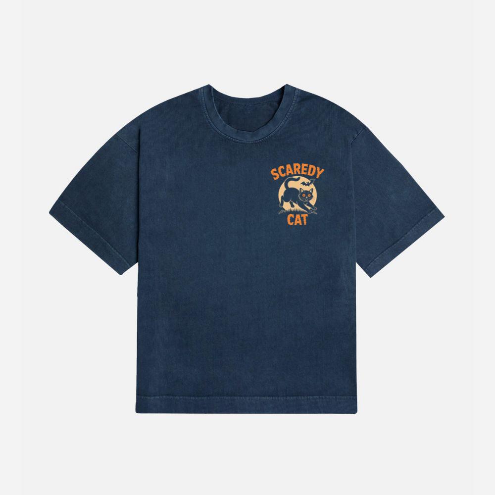 Scaredy Cat Funny Halloween Black Cat Graphic T-Shirt